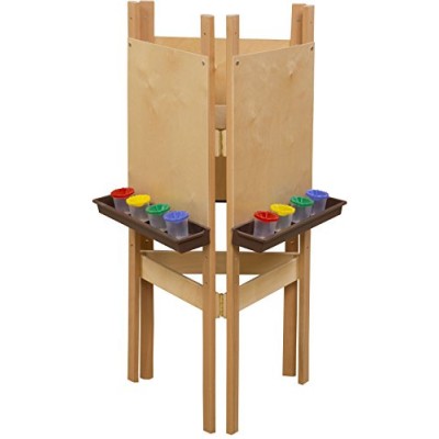 Wood Designs 18700BN  3-Sided Adjustable Easel with Plywood and Brown Trays   